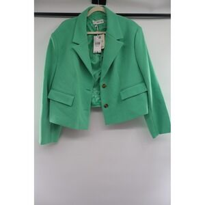 Mango MNG Blazer Womens 2XL Mint Green Cropped Suit Jacket NWT Plus Size